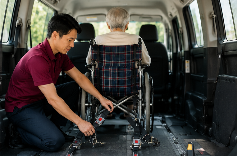 車いす固定・安全確認
